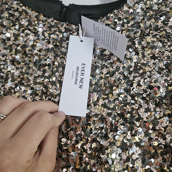 Ever New Gold Long Sleeve Dress with Elegant Design Christmas New Years Party - Picture 3 of 11